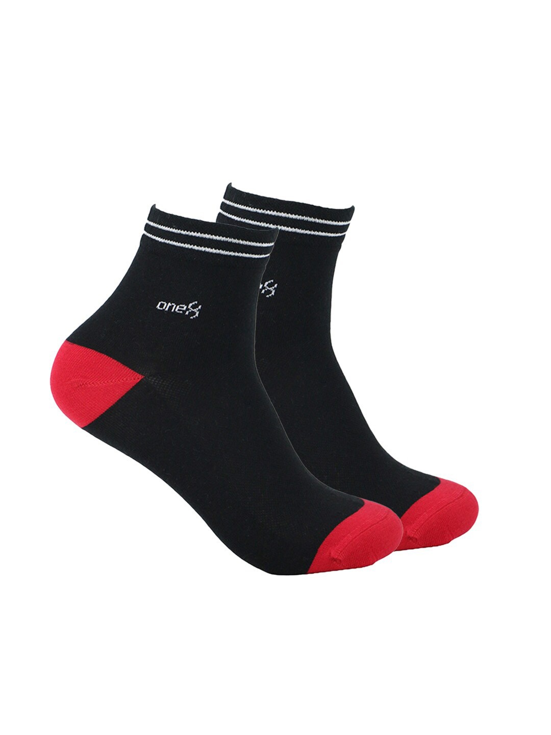 

One8 Men Pack of 2 Stretchable Ankle-Length Socks, Black