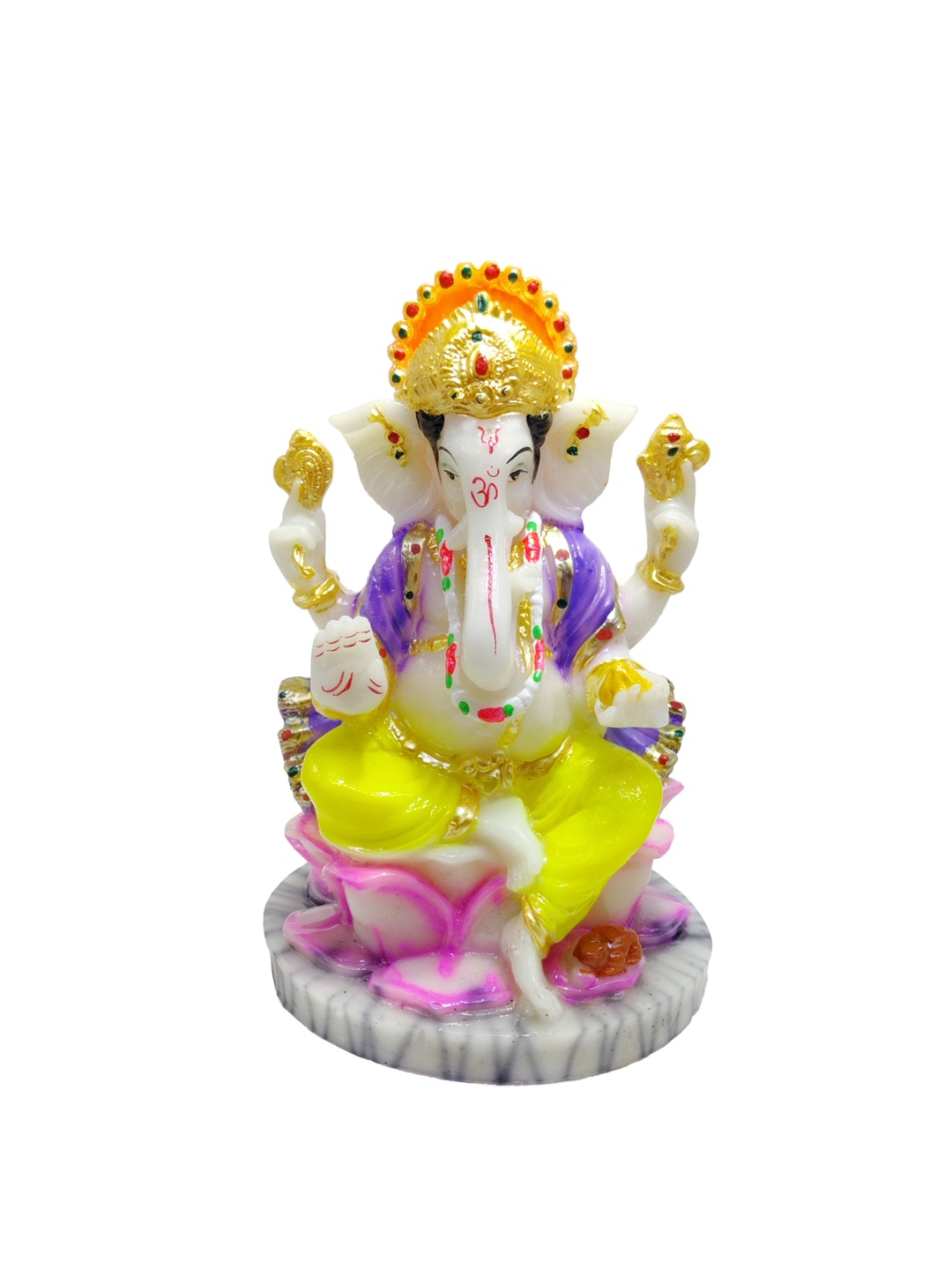 

GLOOKS White & Yellow Marble Dust Ganesha Idol Showpiece, Blue