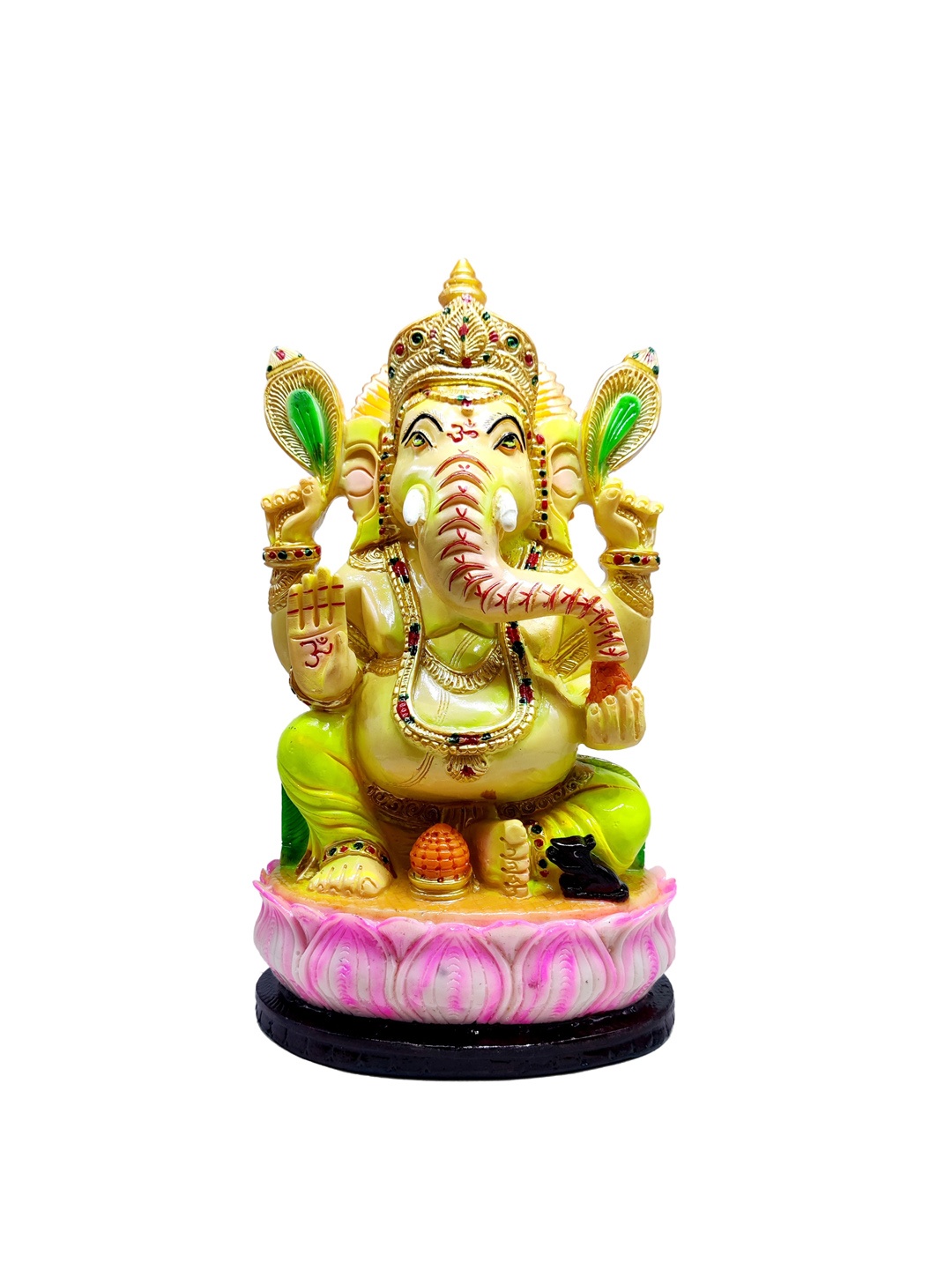 

GLOOKS Green & Pink Textured Lord Ganesha Idol Showpiece