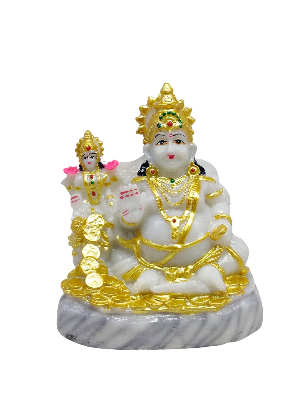 

GLOOKS White & Gold Toned Lakshmi Marble Dust Statue Idol Showpiece