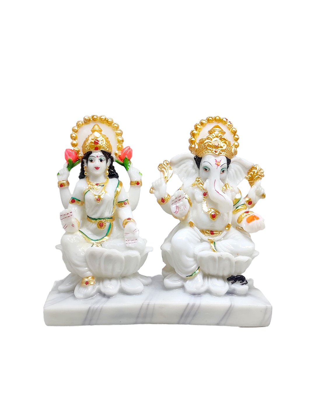 

GLOOKS White & Yellow Lakshmi Ganesha Joint Idol Showpiece