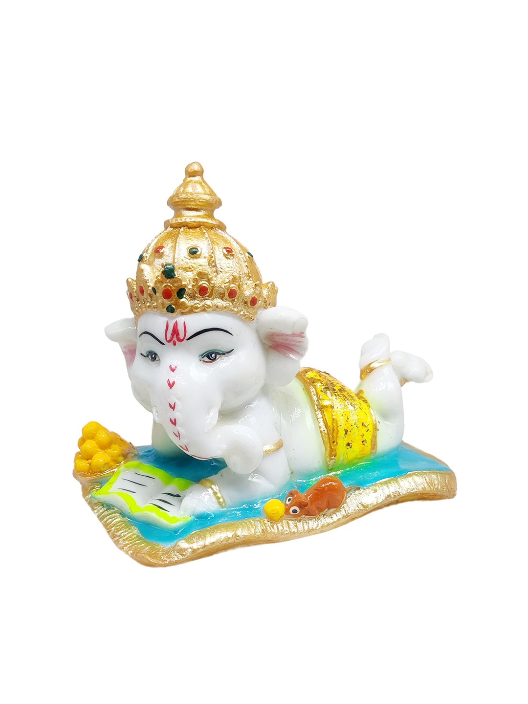 

GLOOKS White & Blue Ganesh Idol Showpieces