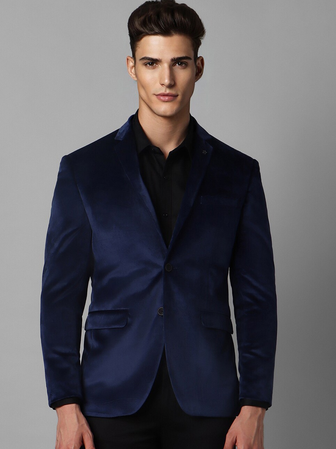 

Louis Philippe Slim-Fit Notched Lapel Single Breasted Party Blazer, Navy blue