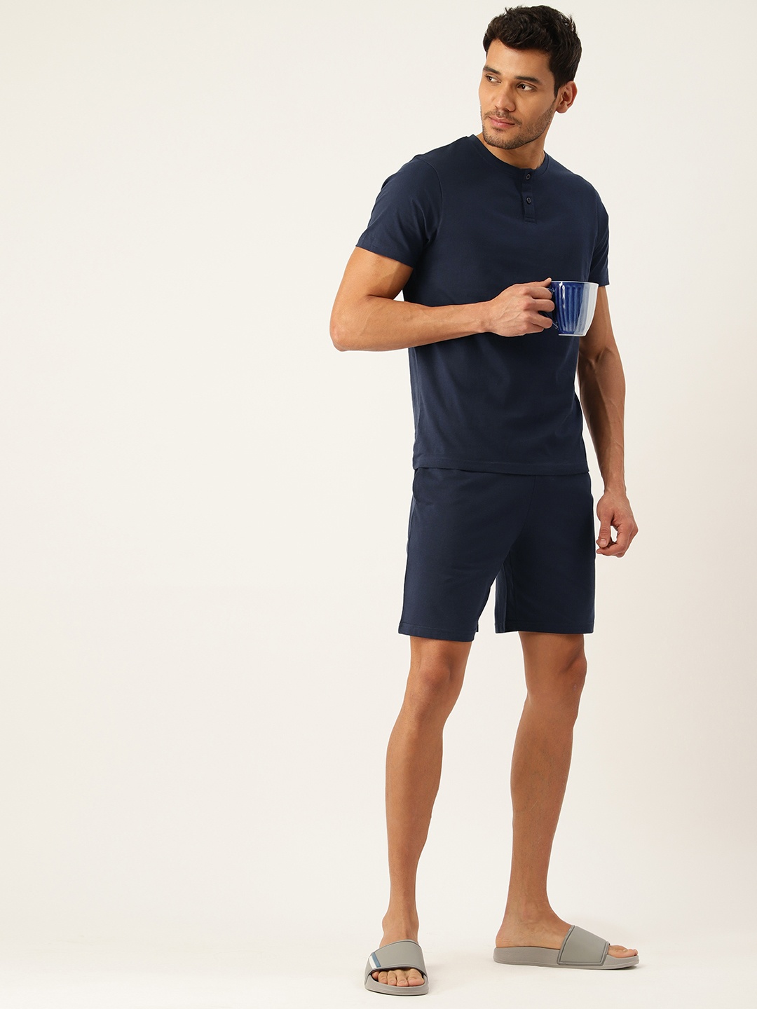

ETC Men Pure Cotton Night Suit, Navy blue