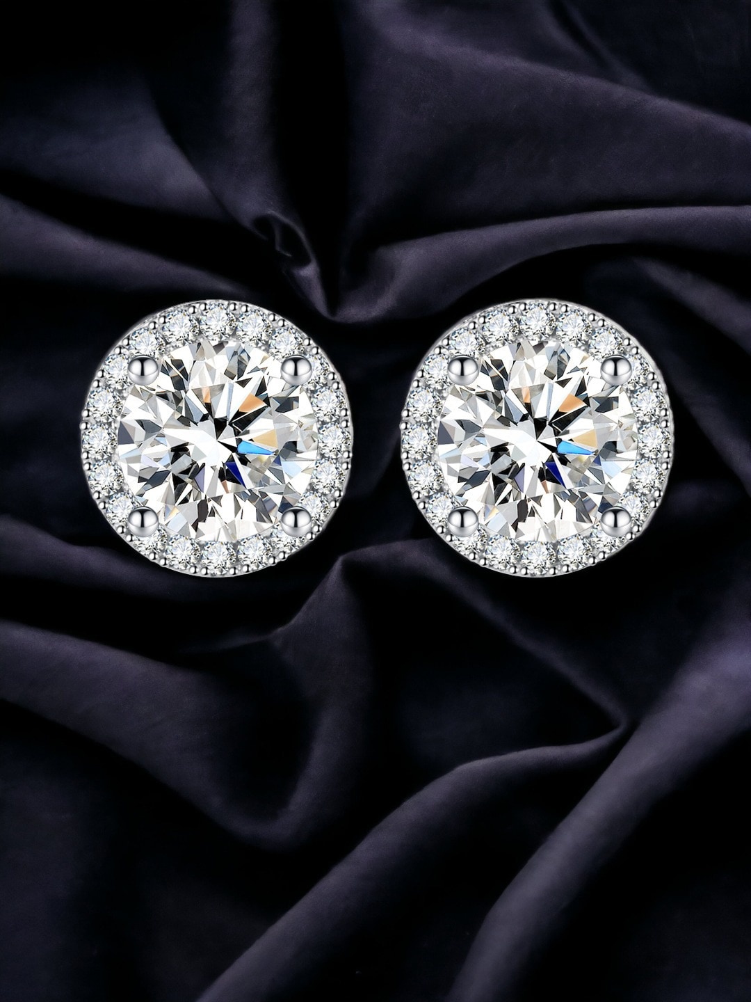 

Designs & You Silver-Plated Cubic Zirconia Circular Studs Earrings