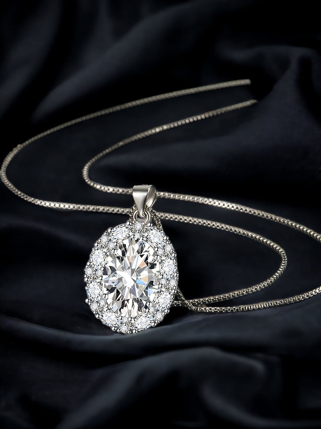 

Designs & You Silver Plated & CZ Studded Pendant, White