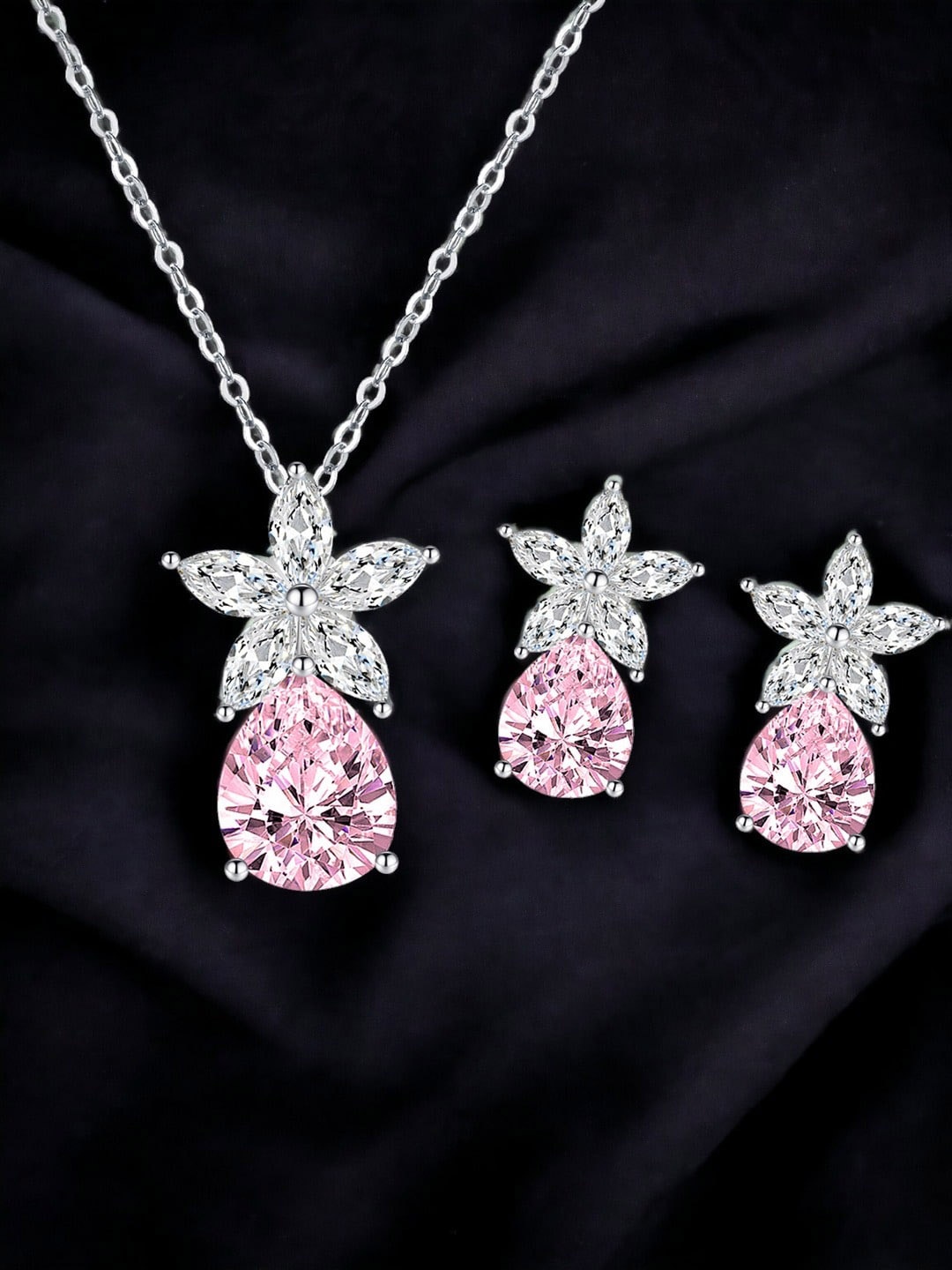 

Designs & You Silver-Plated CZ Studded Jewelry Set