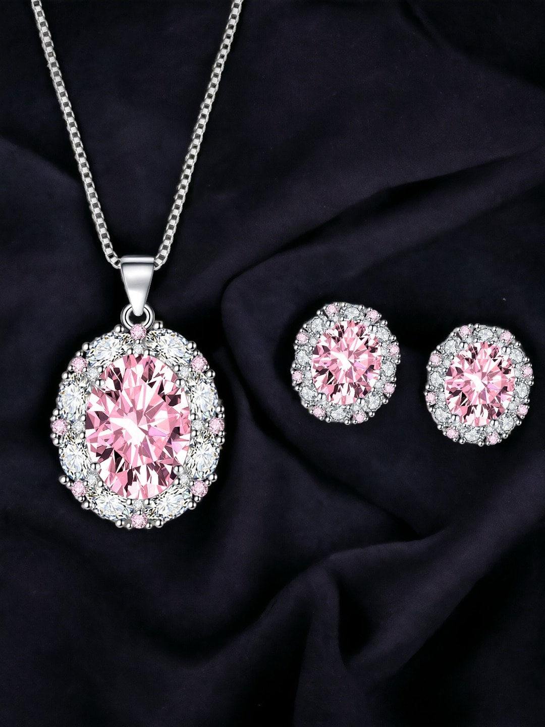 

Designs & You Silver Plated CZ Studded Jewellery Set