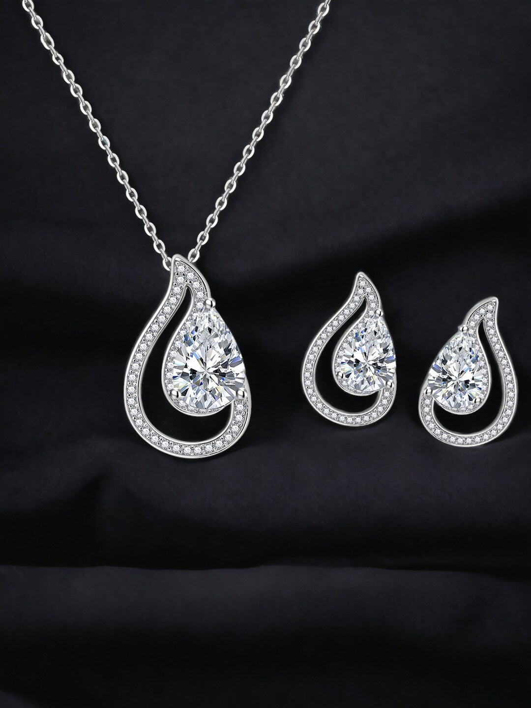 

Designs & You Silver-Plated CZ Studded Jewellery Set