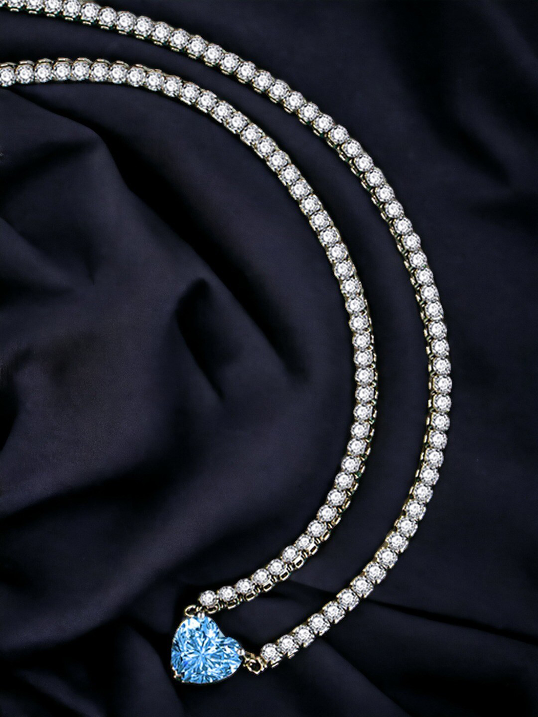 

Designs & You Blue Brass Silver-Plated Necklace