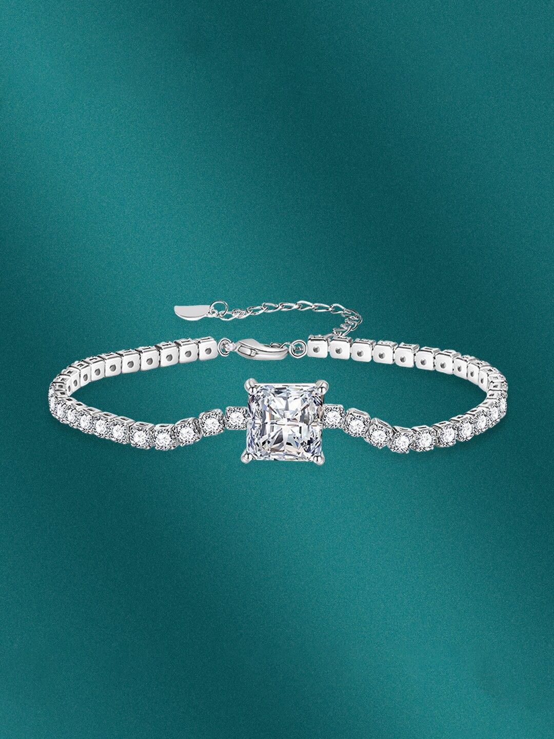 

Designs & You Silver-Plated Brass Cubic Zirconia Stone Studded Wraparound Bracelet