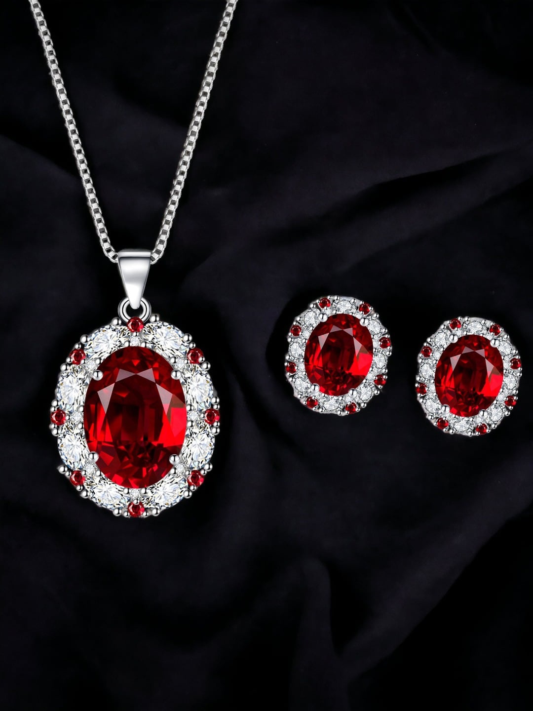 

Designs & You Silver-Plated Cubic Zirconia Stone-Studded Jewellery Set