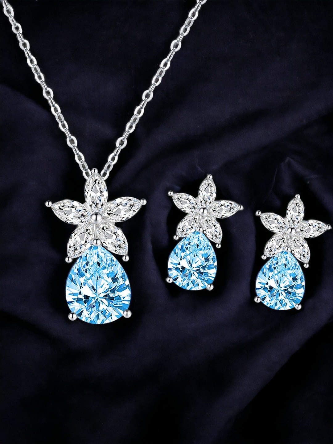 

Designs & You Silver-Plated Cubic Zirconia Studded Jewellery Set