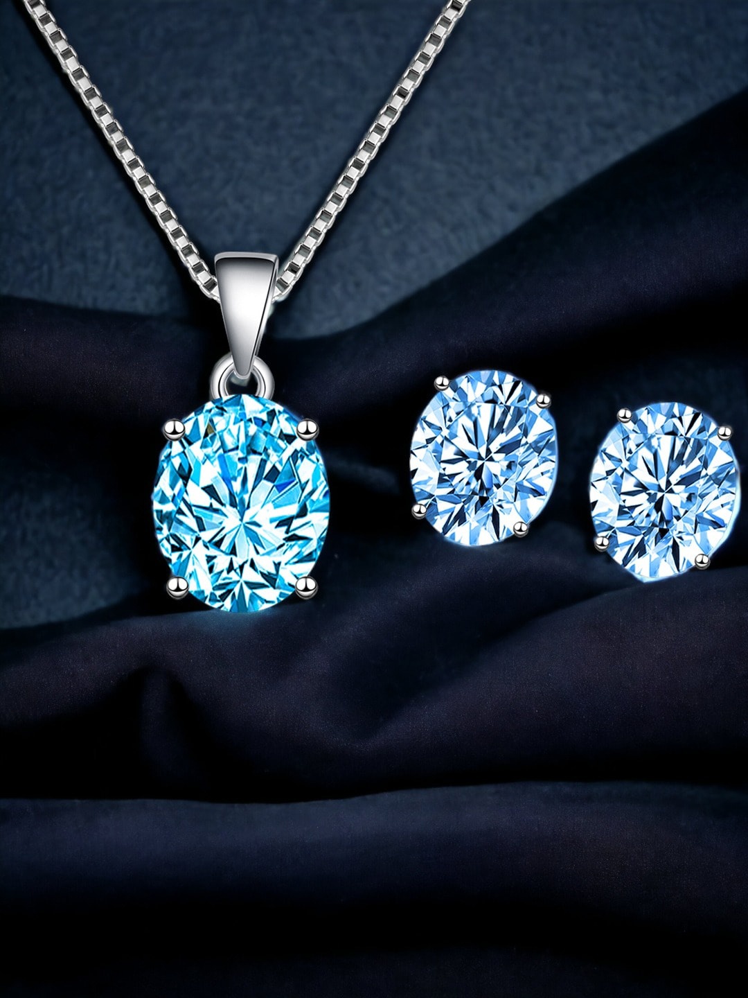 

Designs & You Silver-Plated Cubic Zirconia-Studded Necklace and Earrings