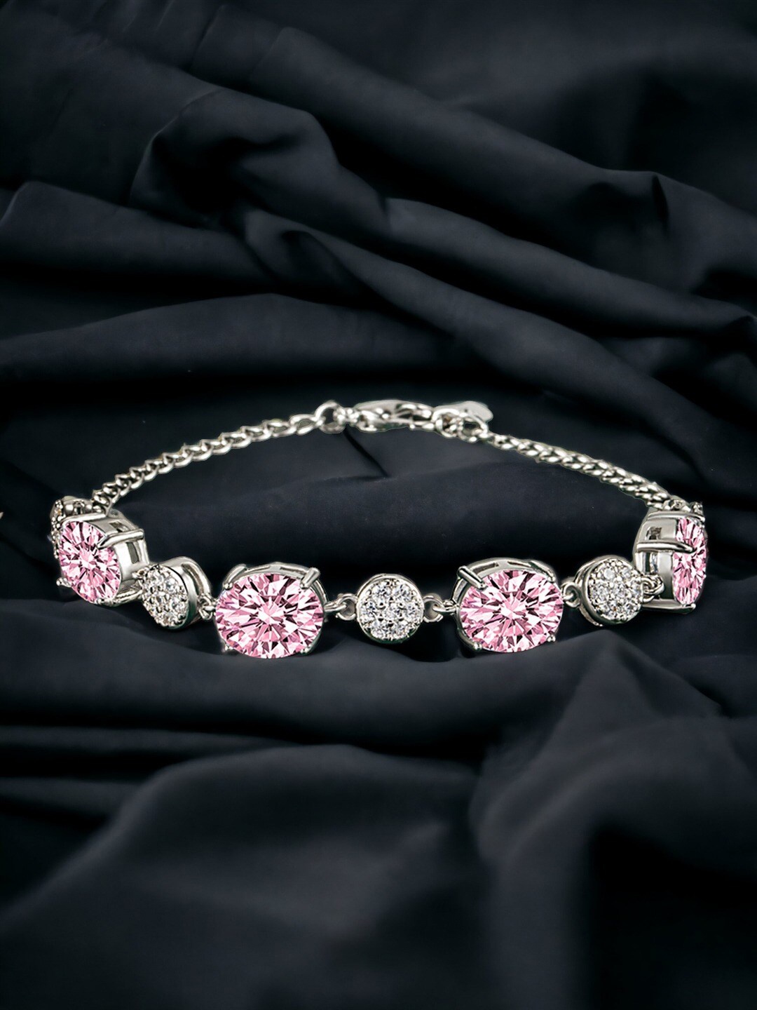 

Designs & You Silver-Plated Brass Cubic Zirconia Stone Studded Wraparound Bracelet
