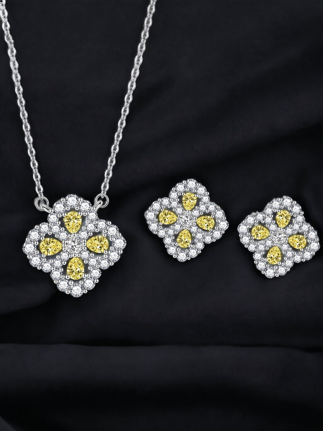 

Designs & You Silver-Plated Cubic Zirconia-Studded Necklace and Earrings