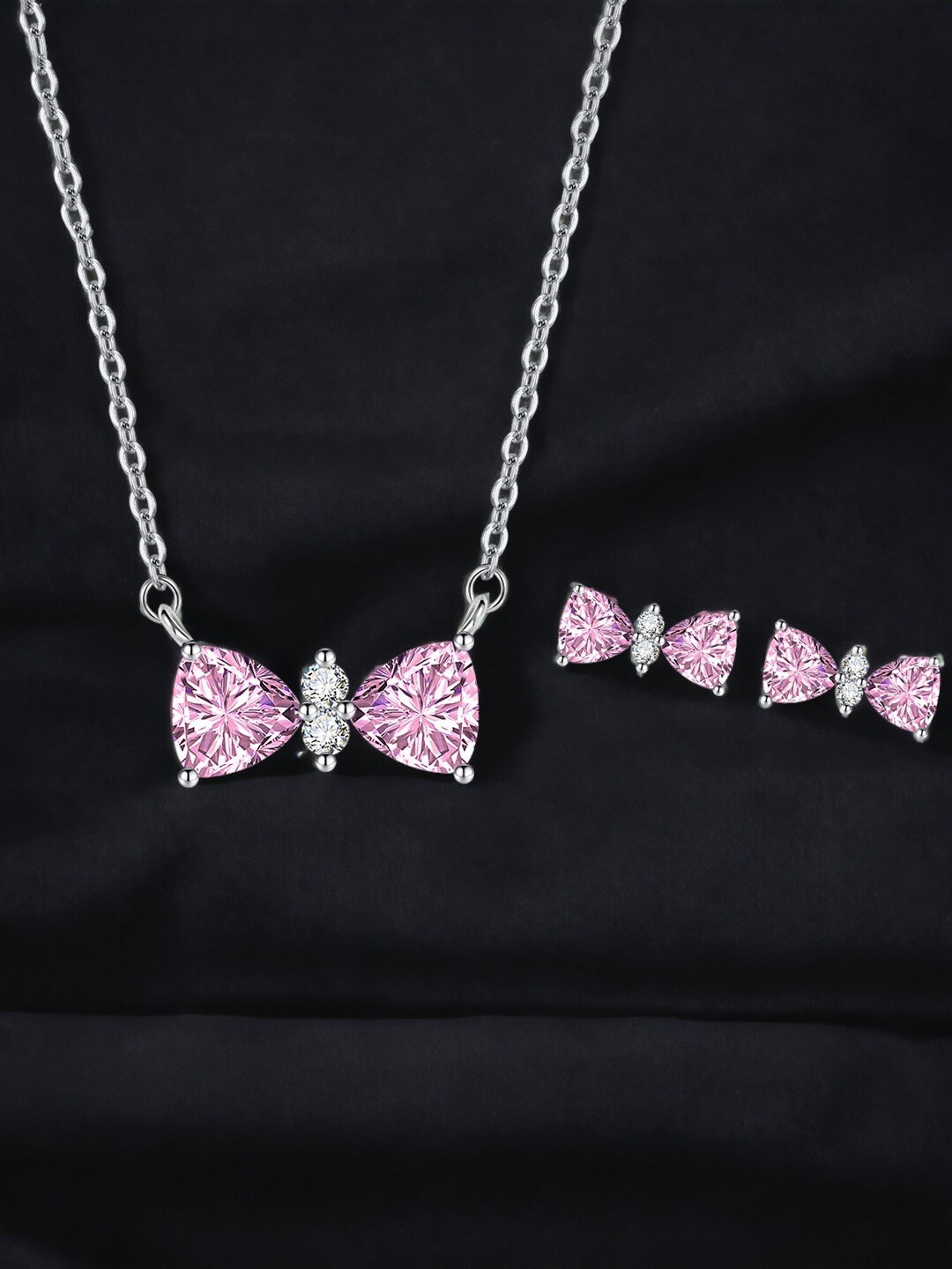 

Designs & You Silver-Plated Cubic Zirconia Studded Jewellery Set
