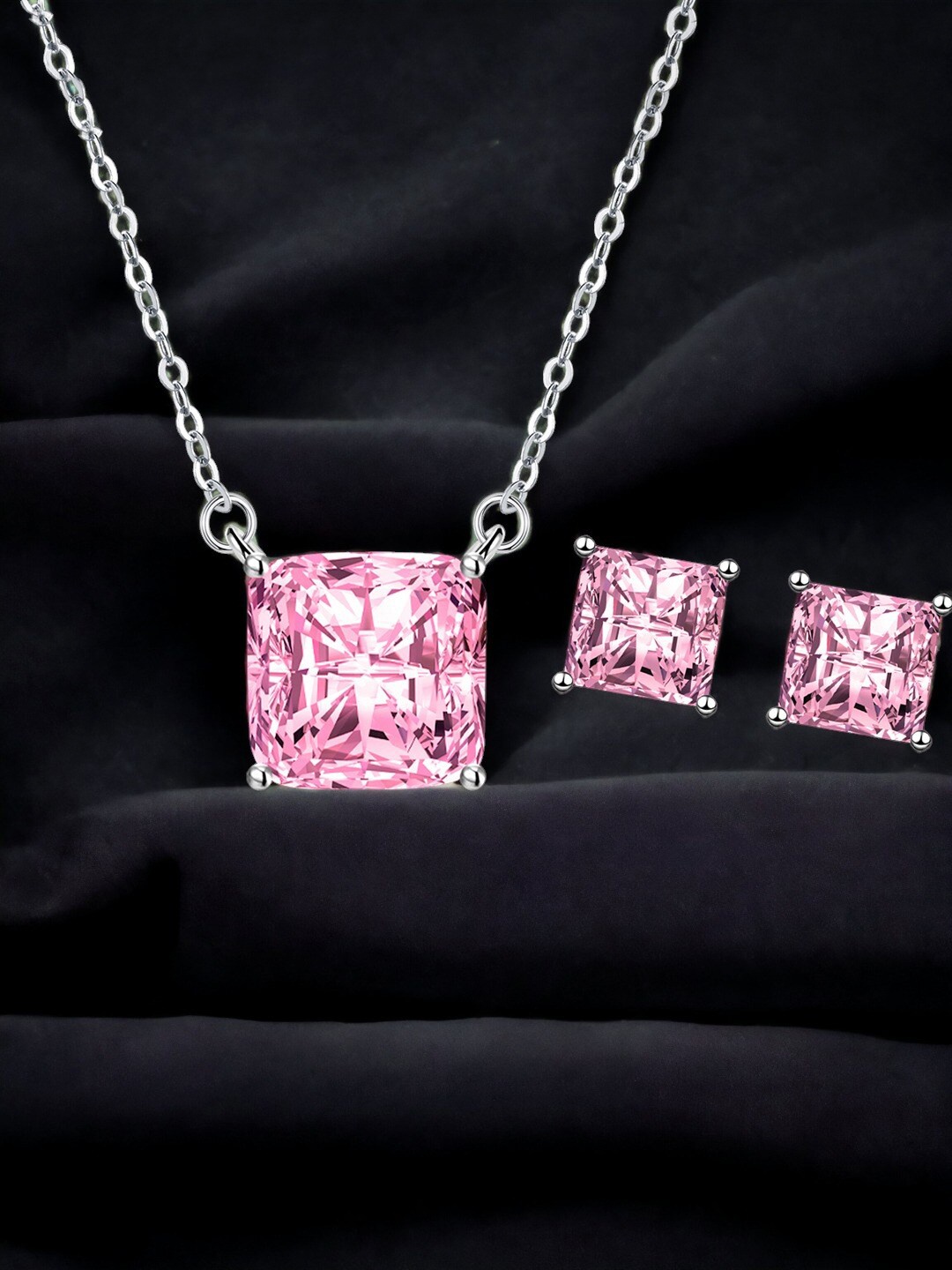 

Designs & You Silver-Plated Cubic Zirconia-Studded Necklace and Earrings