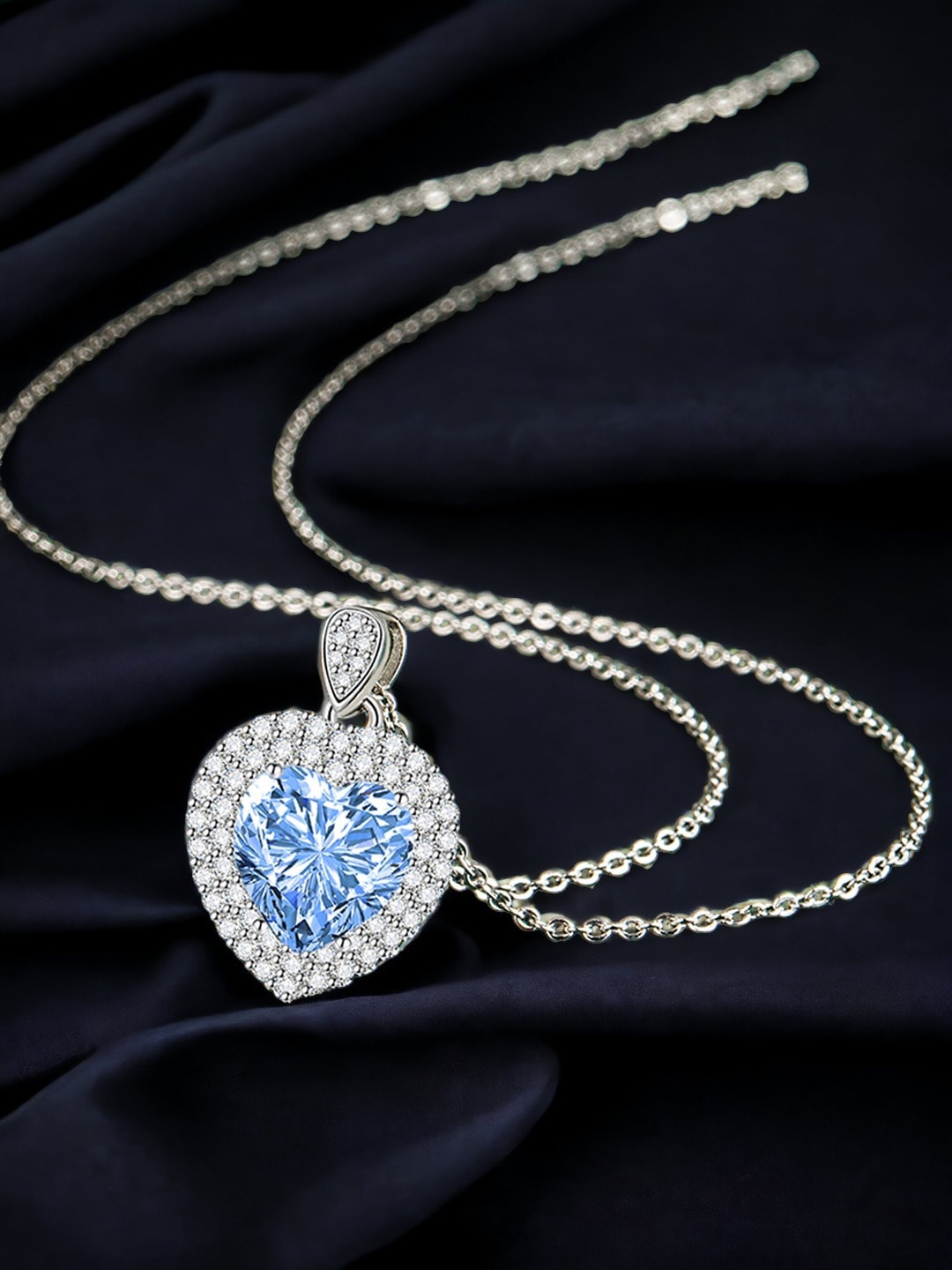 

Designs & You Silver-Plated Cubic Zirconia Studded Pendant With Chain