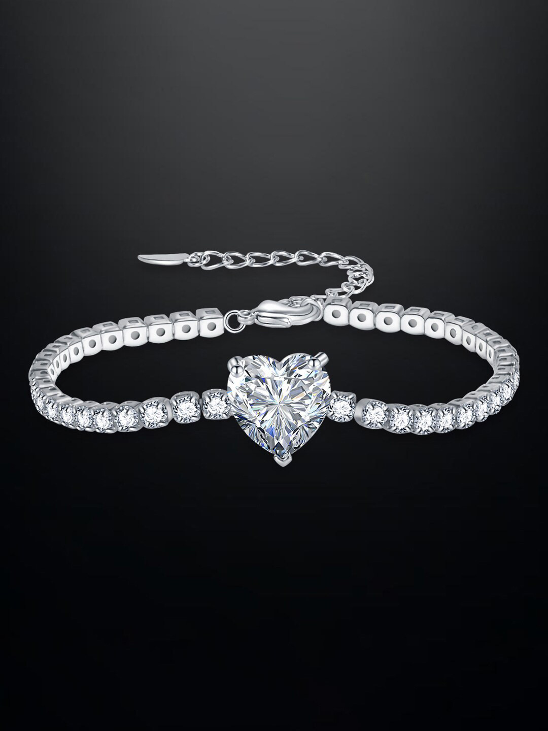 

Designs & You Women Brass Cubic Zirconia Silver-Plated Wraparound Bracelet