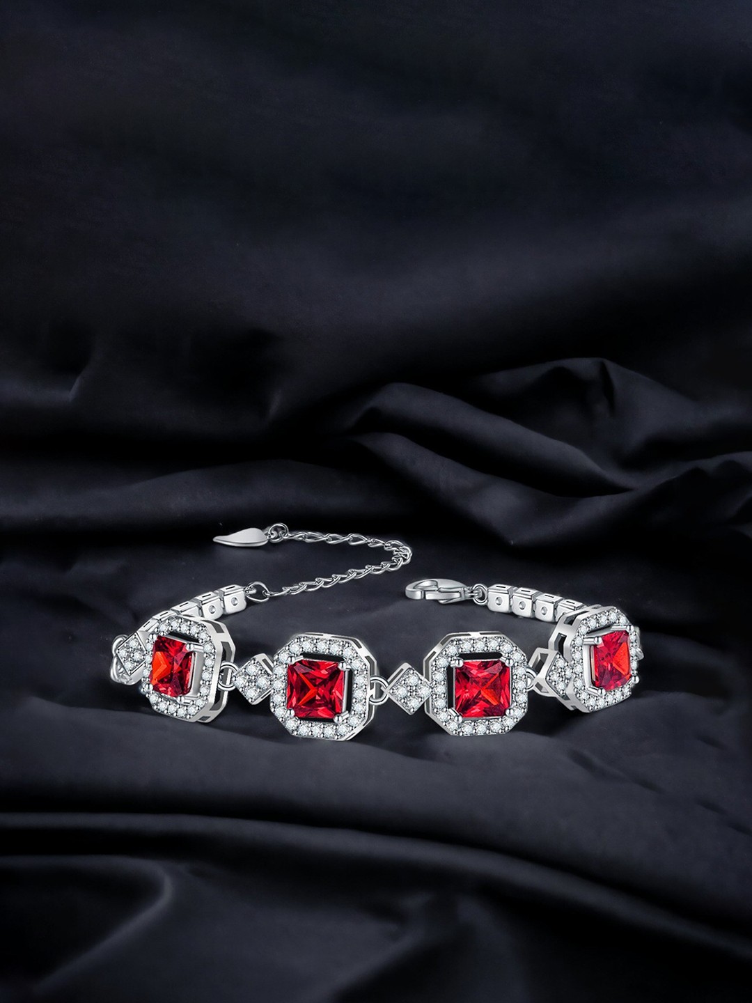 

Designs & You Women Brass Cubic Zirconia Silver-Plated Wraparound Bracelet
