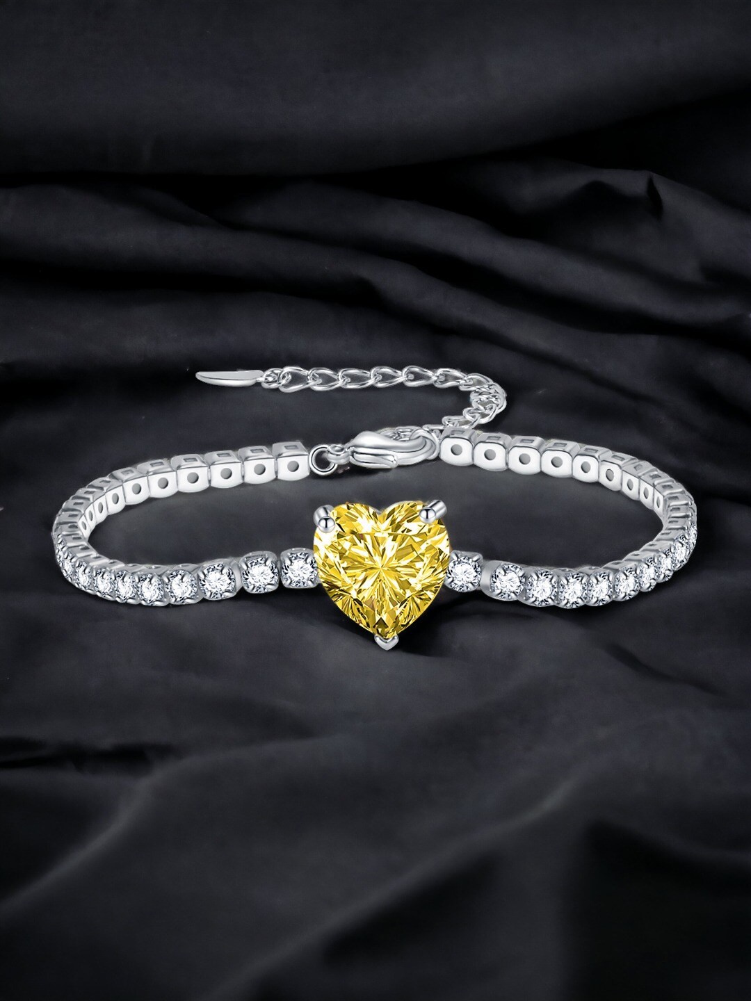 

Designs & You Women Brass Cubic Zirconia Silver-Plated Wraparound Bracelet
