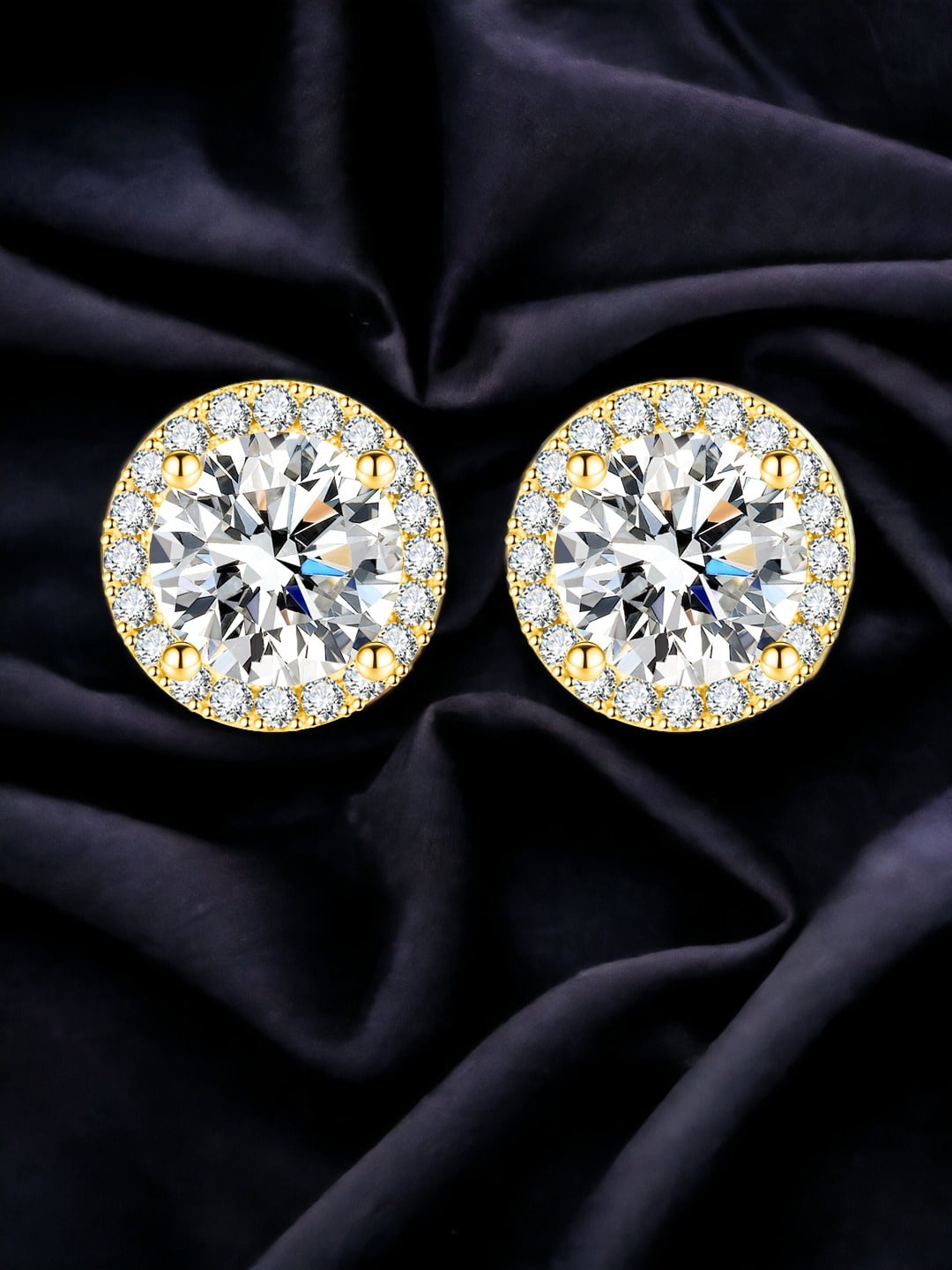 

Designs & You Gold-Plated Cubic Zirconia Circular Studs Earrings