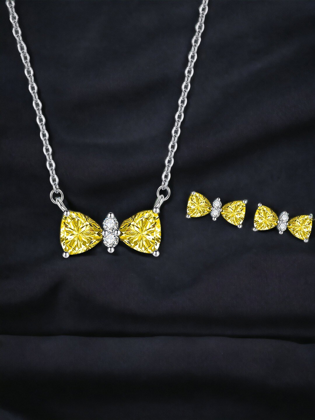 

Designs & You Silver-Plated CZ-Studded Jewellery Set, Yellow