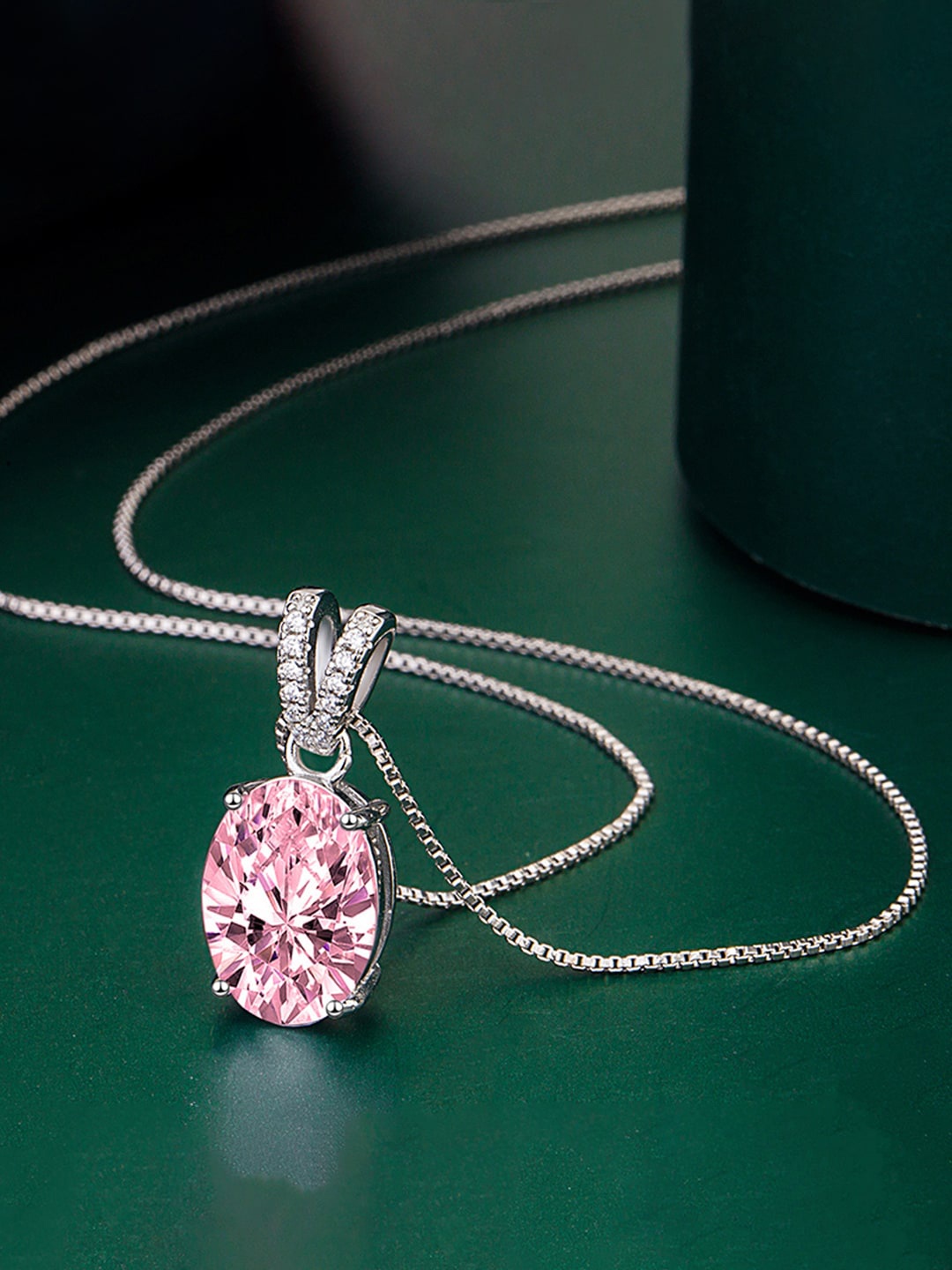 

Designs & You Silver Plated Cubic Zirconia Studded Pendant with Chain
