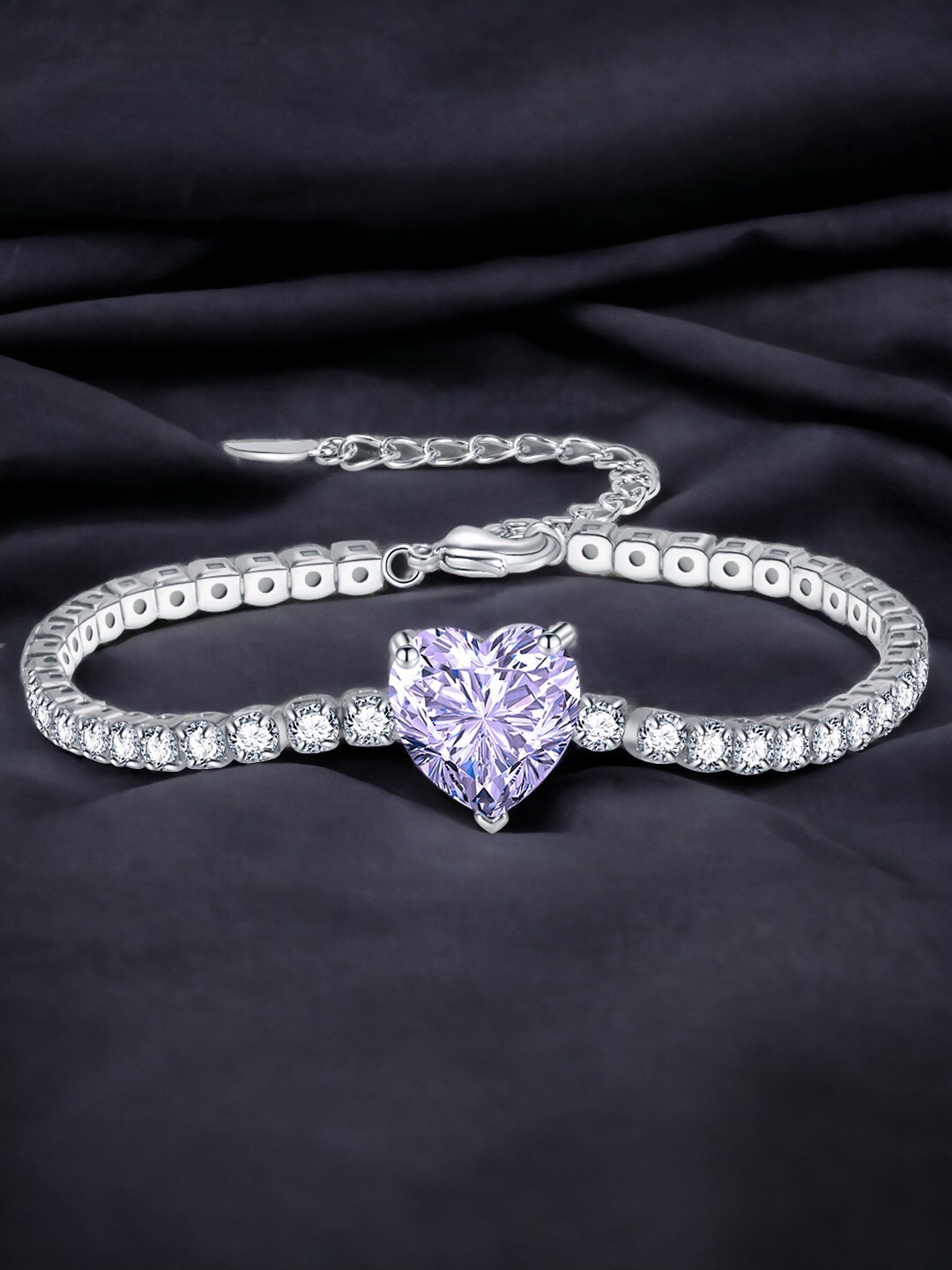 

Designs & You Women Brass Cubic Zirconia Silver-Plated Wraparound Bracelet