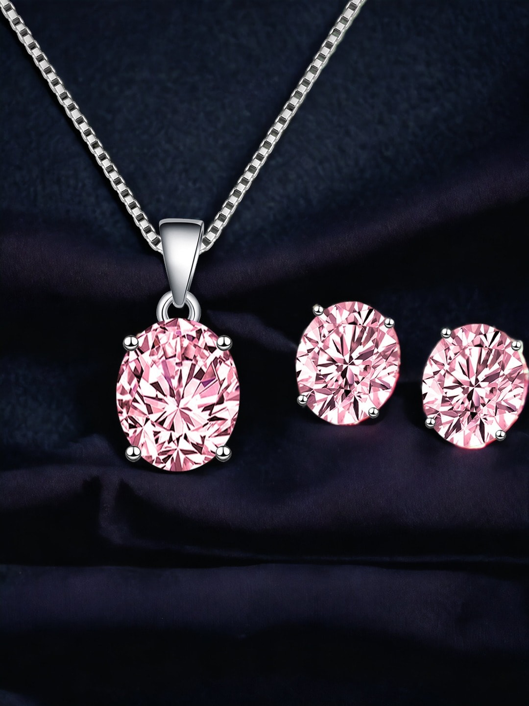

Designs & You Silver-Plated Cubic Zirconia-Studded Jewellery Set