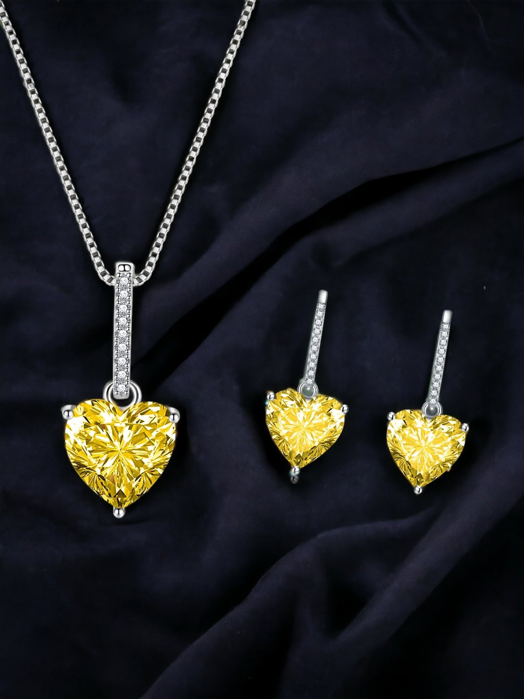 

Designs & You Silver-Plated Cubic Zirconia Studded Necklace With Earings