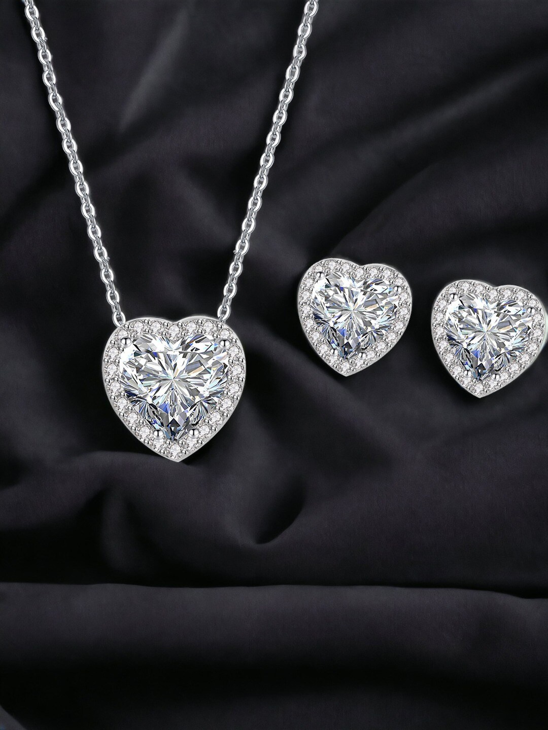 

Designs & You Silver-Plated CZ-Studded Jewellery Set, White