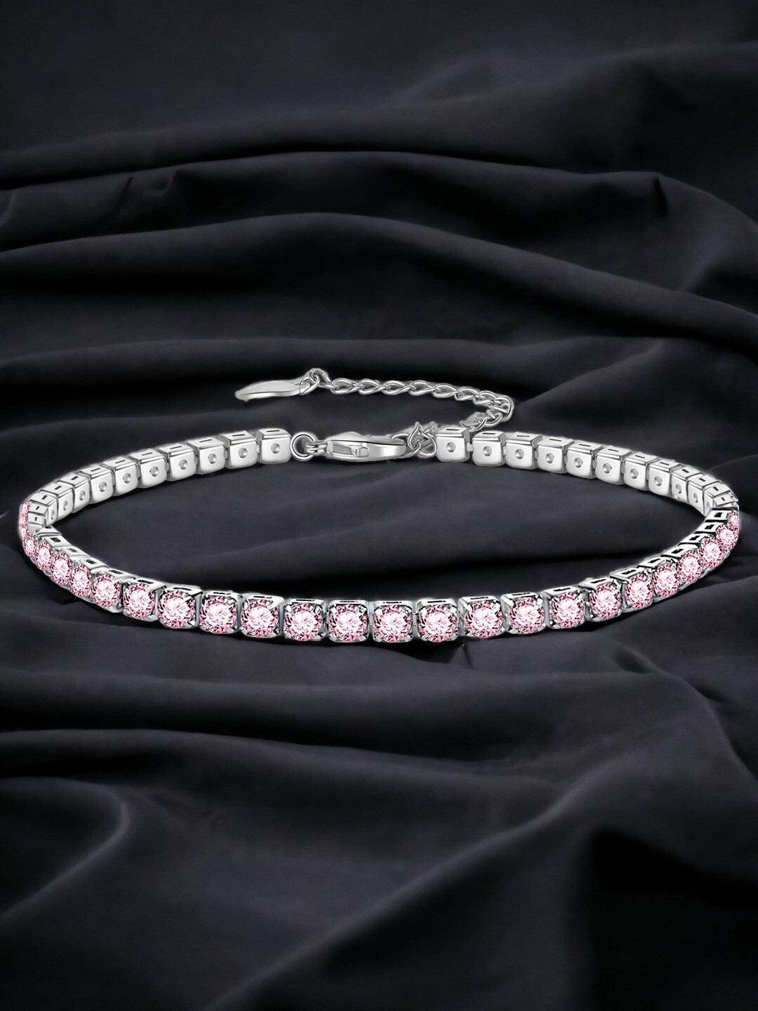 

Designs & You Women Silver-Plated Cubic Zirconia Link Bracelet