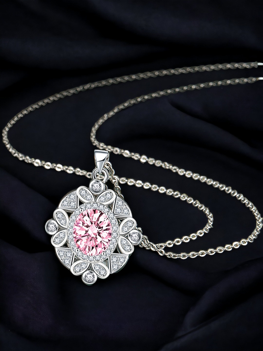 

Designs & You Silver-plated Cubic Zirconia-studded Pendant with Chain
