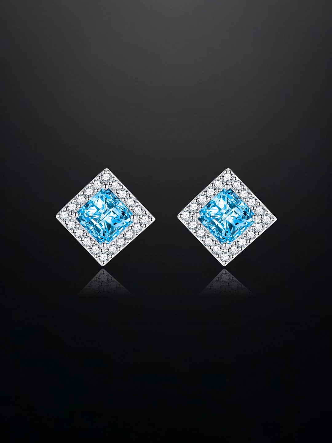 

Designs & You Silver-Plated Cubic Zirconia Square Studs Earrings