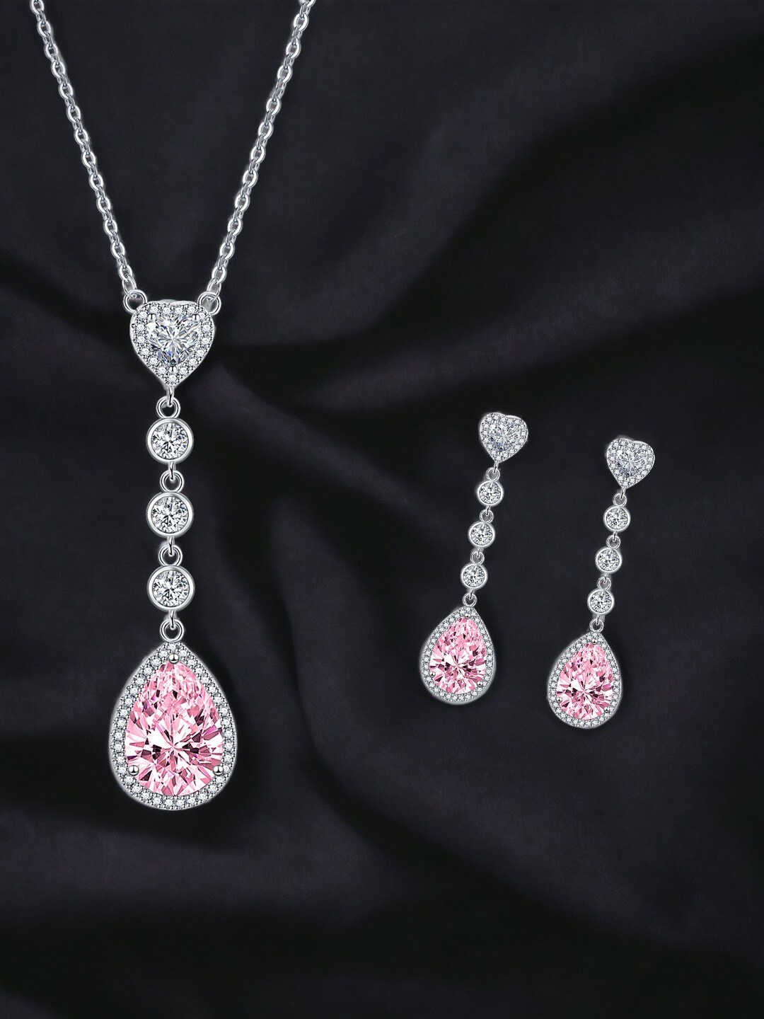 

Designs & You Silver Plated Cubic Zirconia Studded Jewellery Set