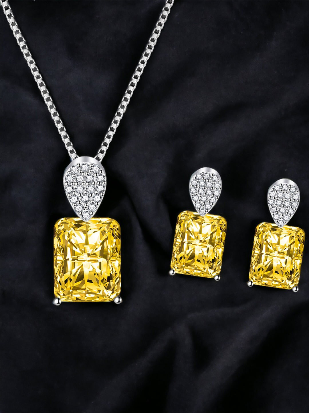 

Designs & You Silver-Plated Cubic Zirconia Studded Pendant Jewellery Set