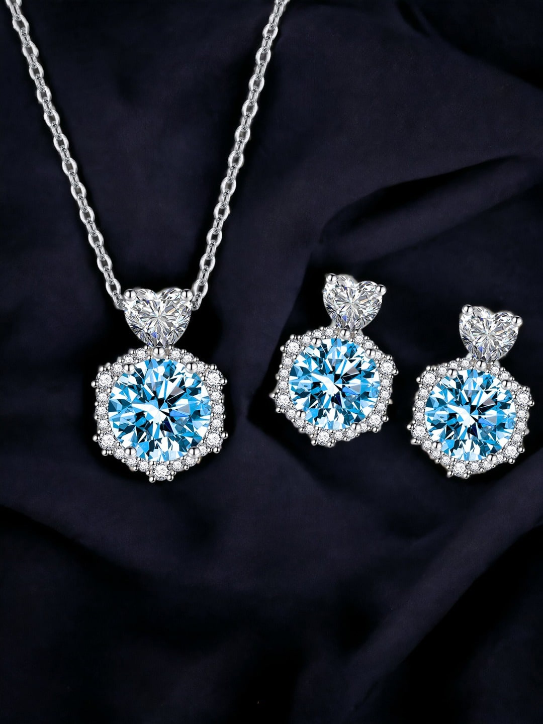 

Designs & You Silver-Plated Cubic Zirconia Studded Pendant Jewellery Set