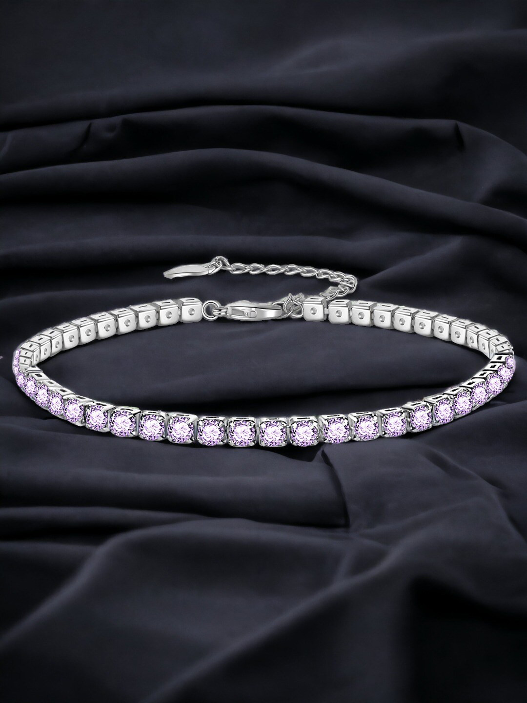 

Designs & You Women Silver-Plated Cubic Zirconia Link Bracelet
