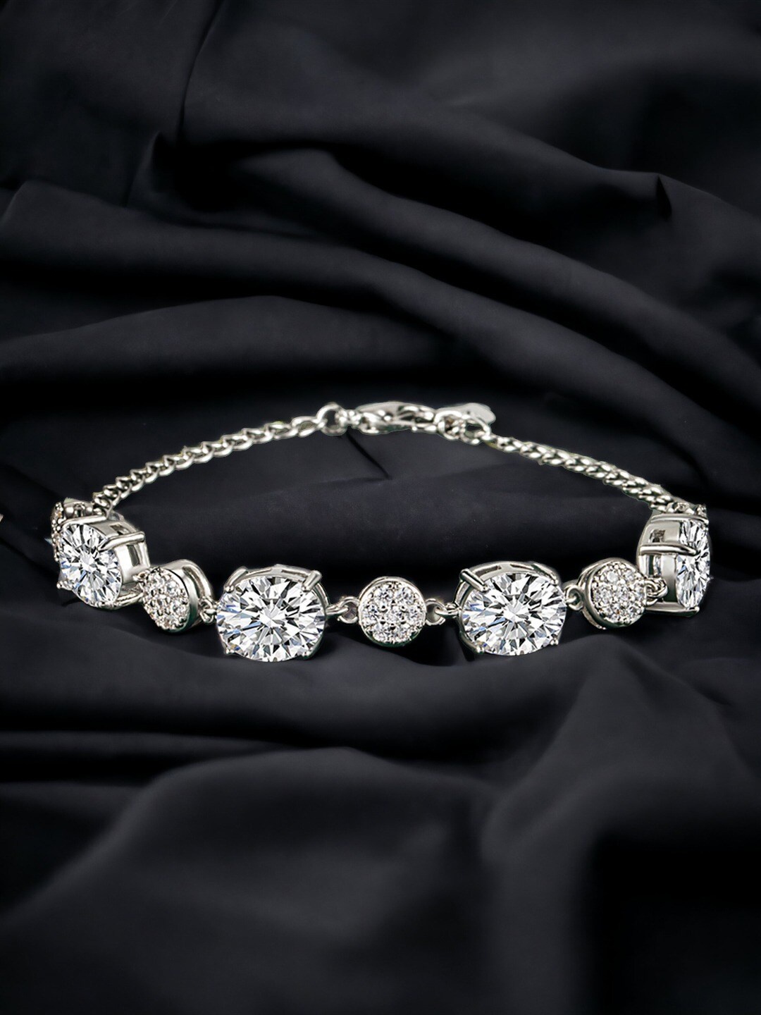 

Designs & You Women Silver-Plated Cubic Zirconia Link Bracelet