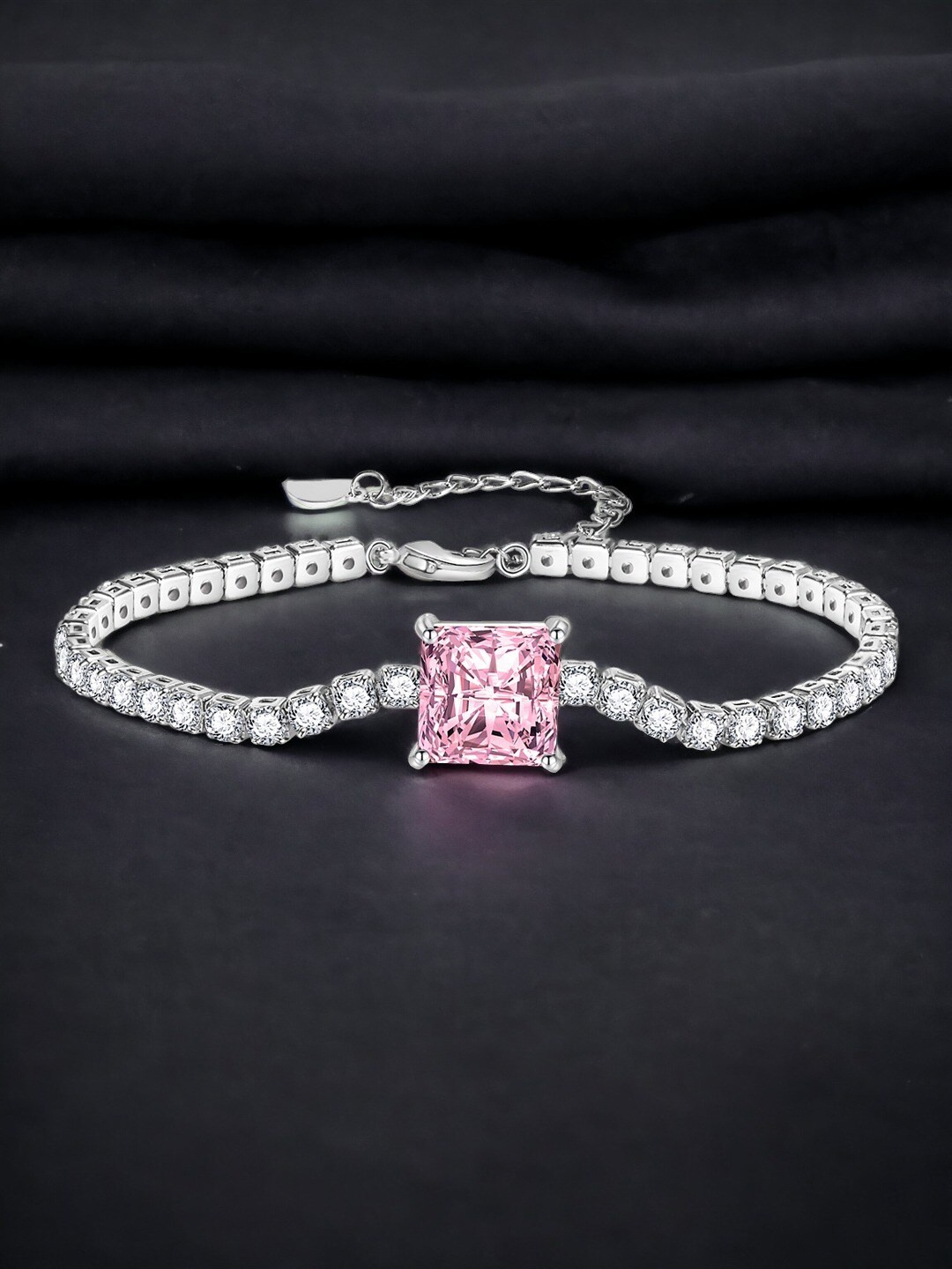 

Designs & You Women Silver-Plated Cubic Zirconia Link Bracelet