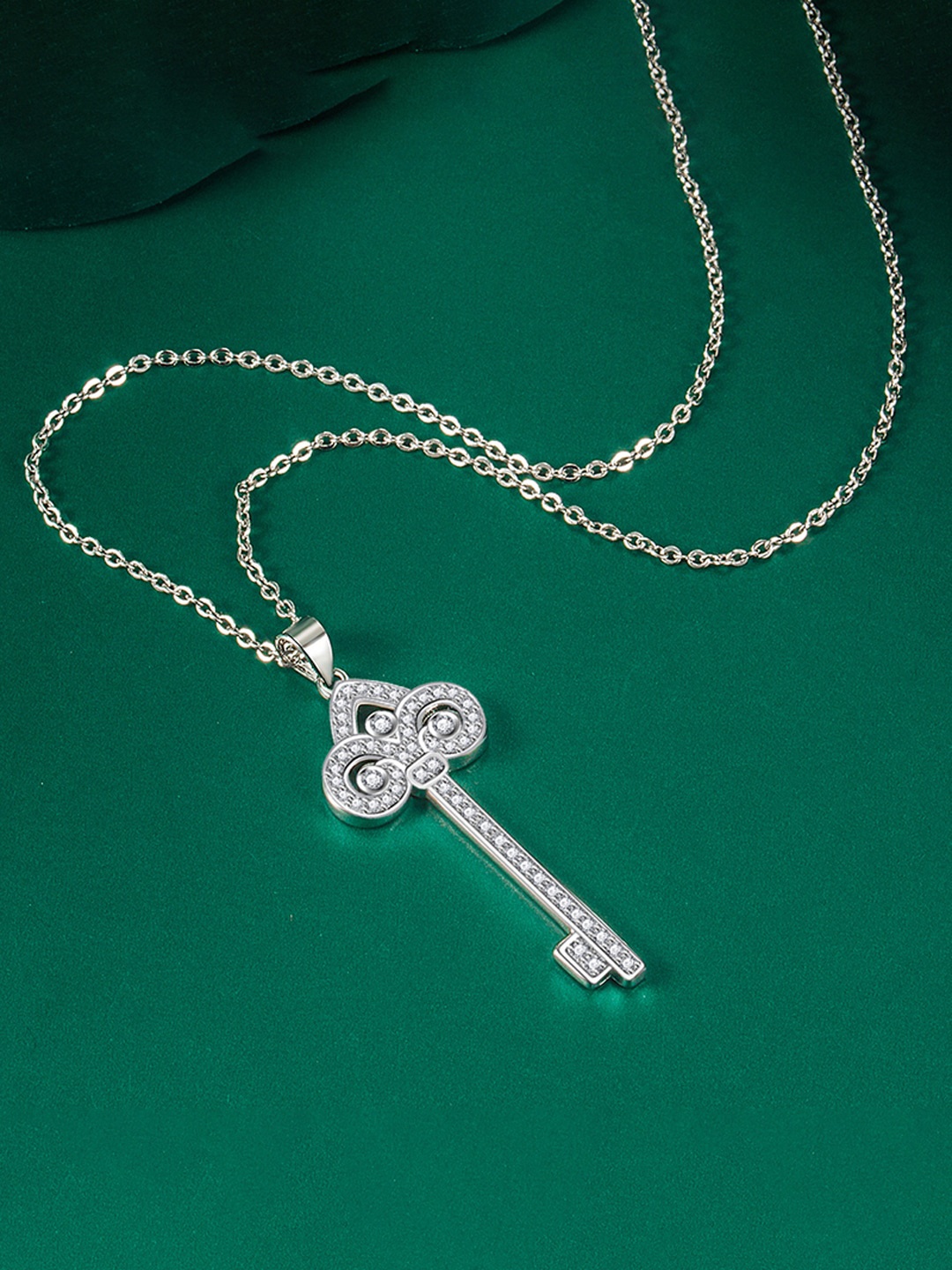 

Designs & You Silver-plated CZ-studded Pendant with Chain