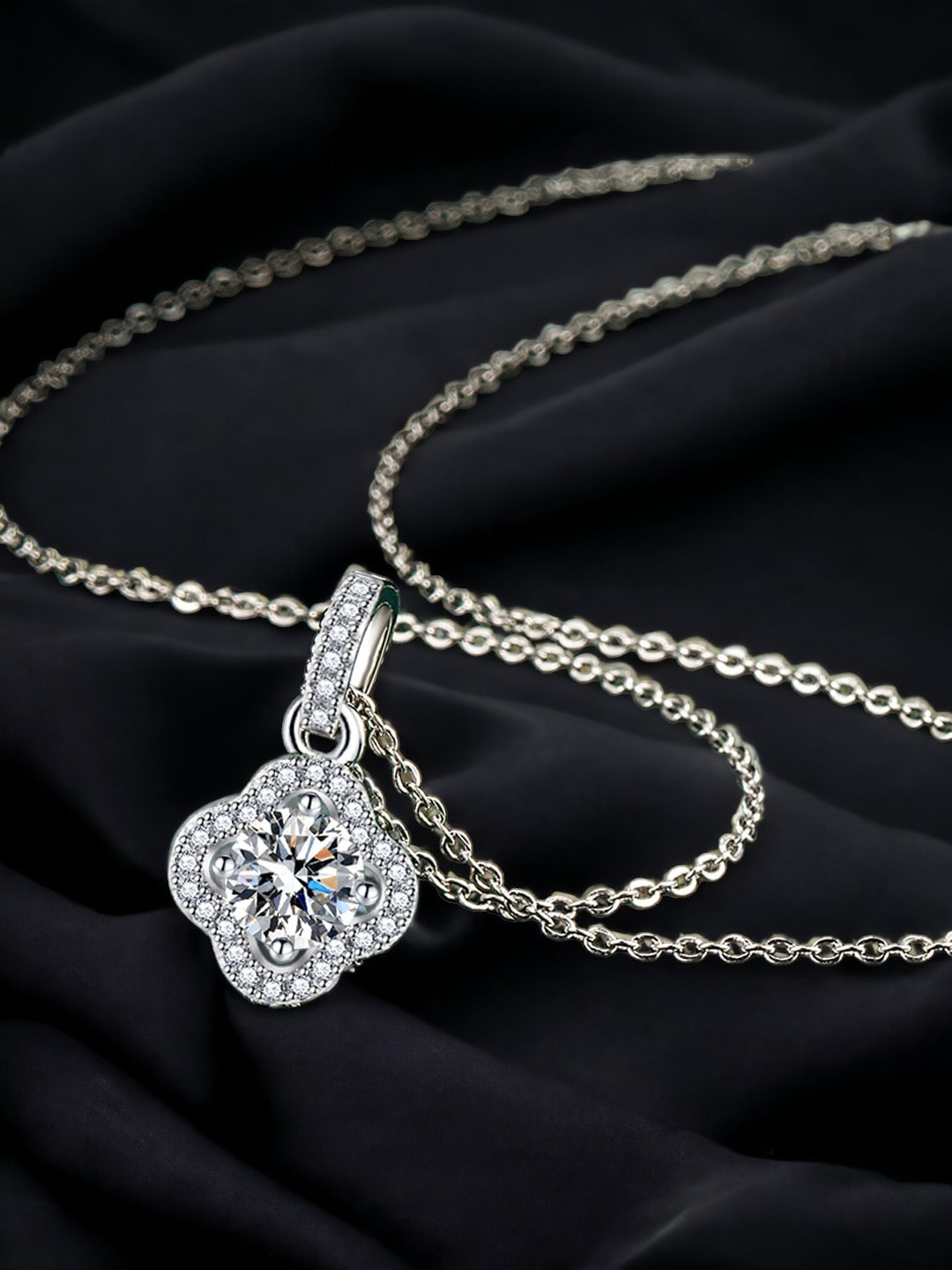 

Designs & You Silver Plated Cubic Zirconia Studded Pendant, White