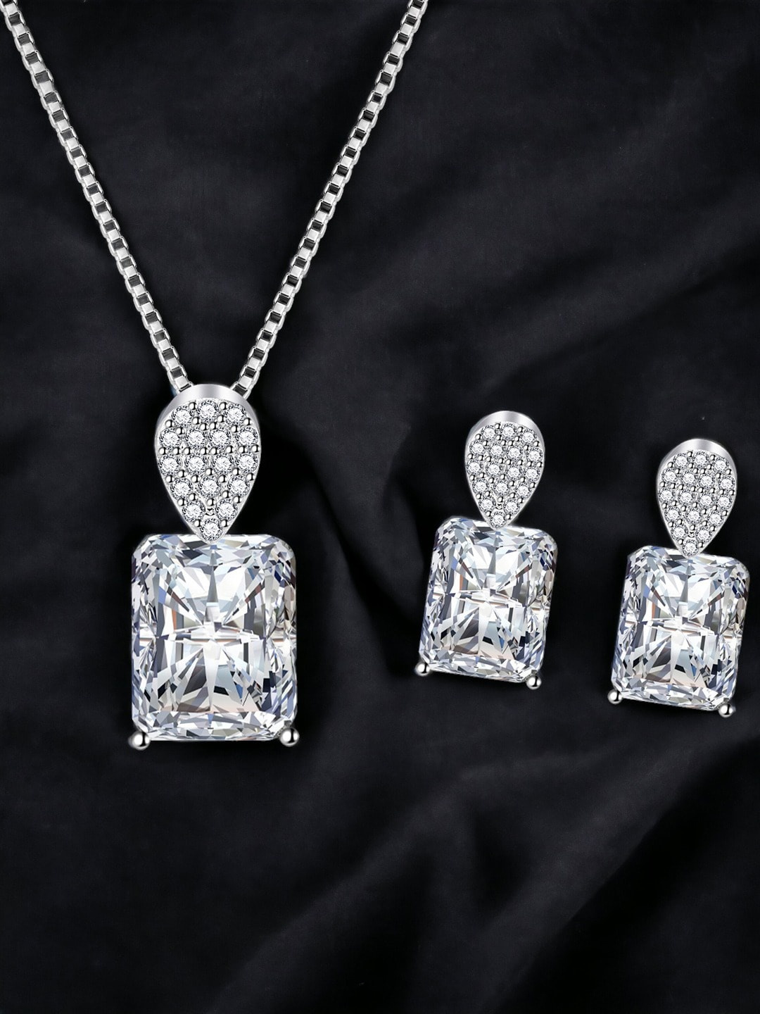 

Designs & You Silver-Plated CZ-Studded Jewellery Set
