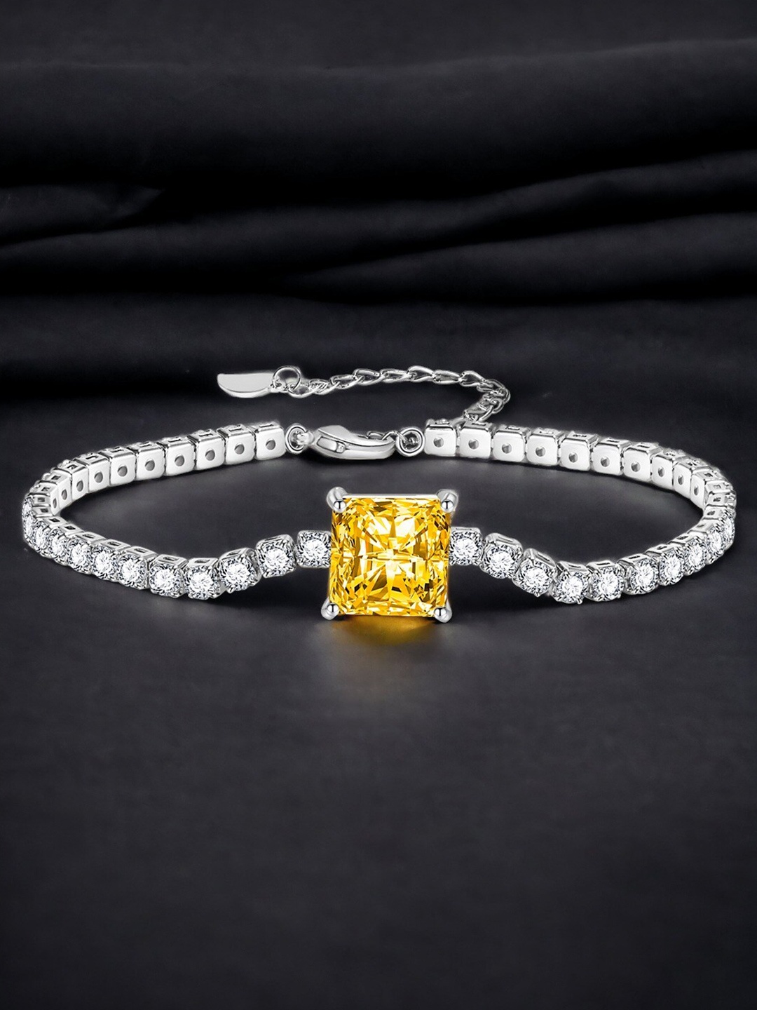 

Designs & You Women Silver-Plated Cubic Zirconia Link Bracelet