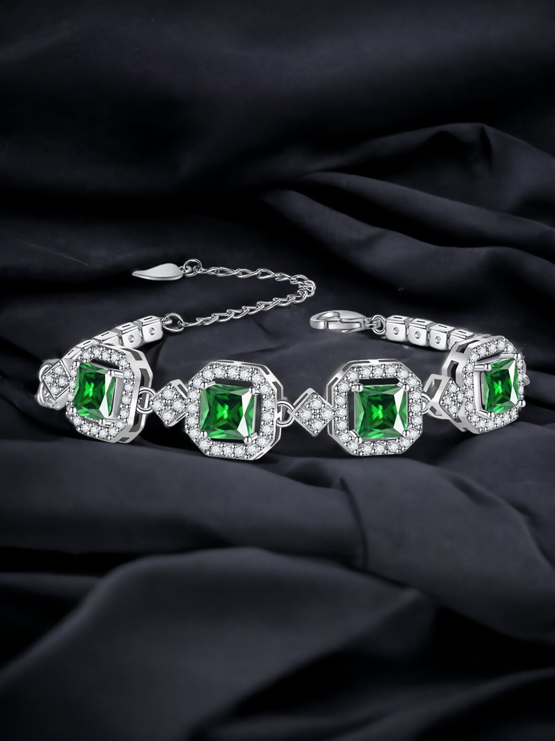 

Designs & You Women Silver-Plated Cubic Zirconia Link Bracelet