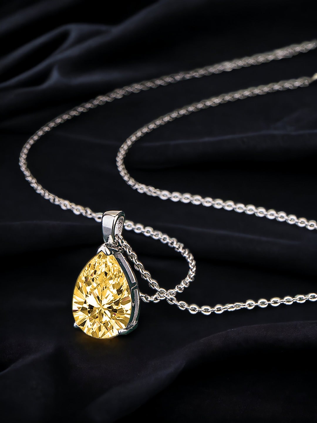

Designs & You Silver-Plated CZ-Studded Pendant With Chain