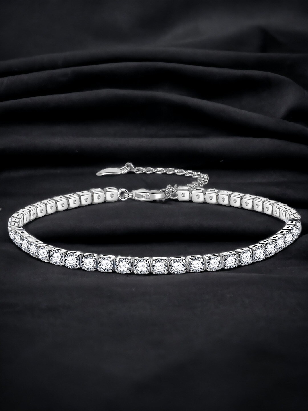 

Designs & You Women Cubic Zirconia Silver-Plated Wraparound Bracelet