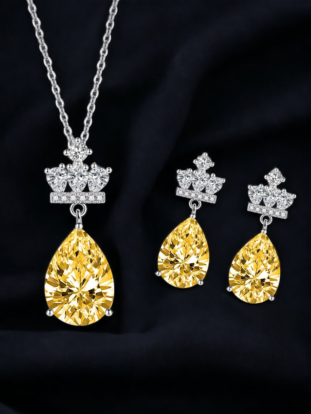 

Designs & You Silver-Plated CZ-Studded Jewellery Set